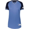 Custom Womens Classic V-Neck Jersey Columbia Blue/ Navy/ White