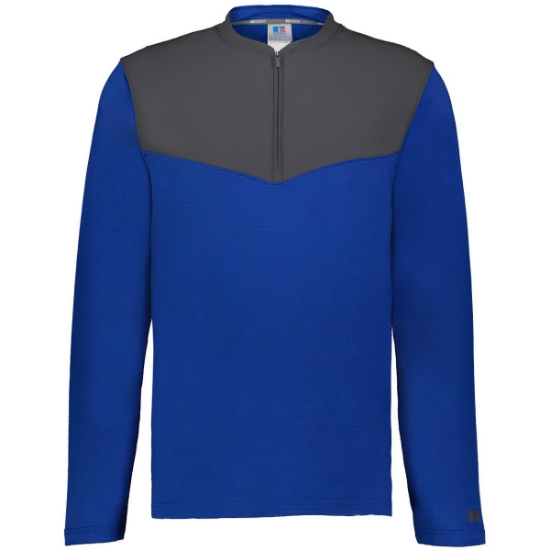 Custom Unisex Sideline Grid Fleece Quarter-Zip Pullover Royal/ Stealth