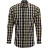 Custom Mens Mulligan Check Cotton Shirt Camel/ Navy