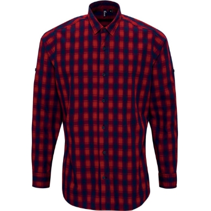Custom Mens Mulligan Check Cotton Shirt Red/ Navy