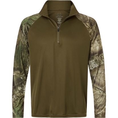 Custom Unisex Realtree® Performance Colorblocked Quarter-Zip Pullover Camo/ Green