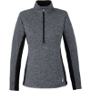 Custom Womens Constant Half-Zip Sweater Fleece Pullover Black Heather/ Black