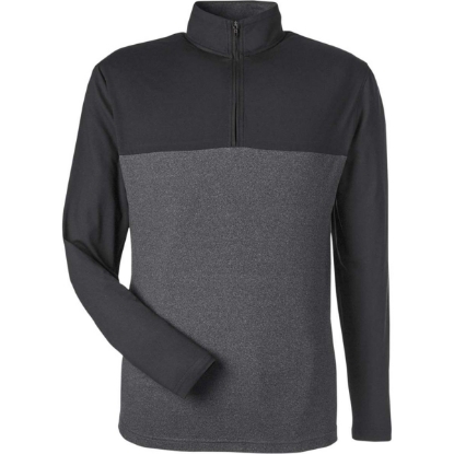 Custom Mens Spyre Flex Colorblock Quarter-Zip Pullover Black/ Black Frost