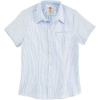 Custom Womens Short Sleeve Stretch Oxford Shirt Blue/ White Stripe