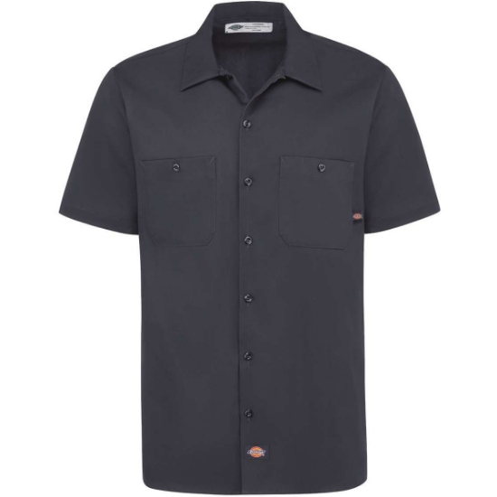 Custom Mens Industrial Short Sleeve Cotton Work Shirt Dark Navy