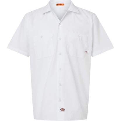 Custom Mens Tall Industrial Short Sleeve Work Shirt White