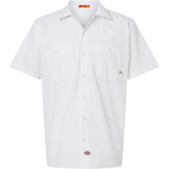 Custom Mens Tall Industrial Short Sleeve Work Shirt White