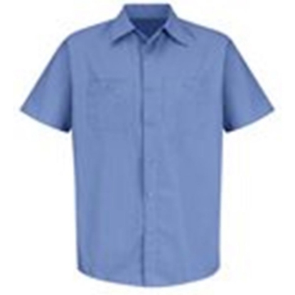 Custom Mens Tall Industrial Stripe Short Sleeve Work Shirt BS-Petrol Blue/ Navy