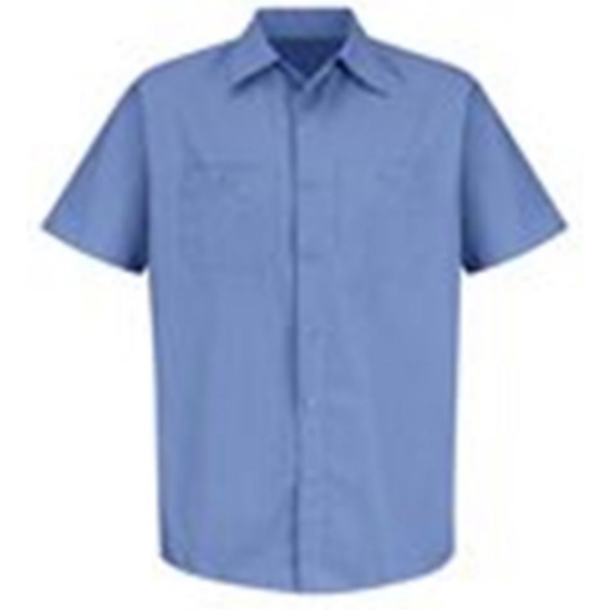 Custom Mens Tall Industrial Stripe Short Sleeve Work Shirt BS-Petrol Blue/ Navy
