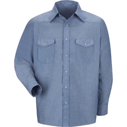Custom Mens Tall Deluxe Western Style Long Sleeve Shirt Light Blue