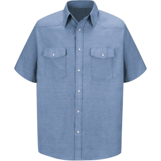 Custom Mens Tall Deluxe Western Style Short Sleeve Shirt Light Blue