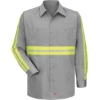 Custom Mens Tall Enhanced Visibility Long Sleeve Cotton Work Shirt GY-Grey