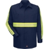 Custom Mens Tall Enhanced Visibility Long Sleeve Cotton Work Shirt Navy