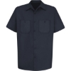Custom Mens Cotton Short Sleeve Uniform Shirt Dark Navy