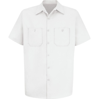 Custom Mens Cotton Short Sleeve Uniform Shirt White