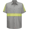 Custom Mens Enhanced Visibility Short Sleeve Cotton Work Shirt GY-Grey