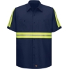 Custom Mens Tall Enhanced Visibility Short Sleeve Cotton Work Shirt Navy