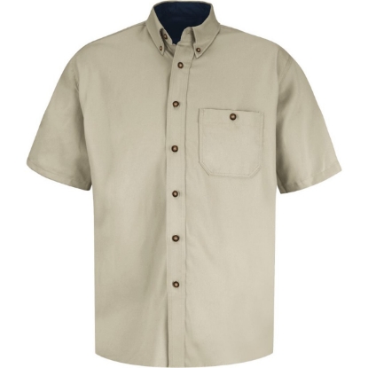 Custom Mens Short Sleeve 100% Cotton Dress Shirt Stone