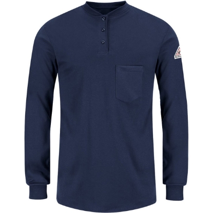 Custom Womens Long Sleeve Tagless Henley Shirt Navy