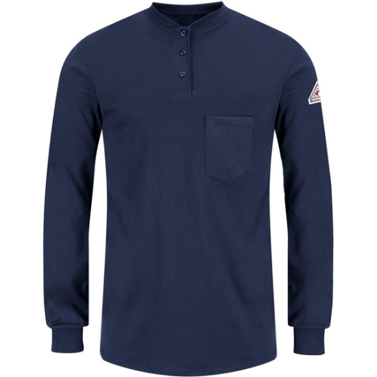 Custom Womens Long Sleeve Tagless Henley Shirt Navy