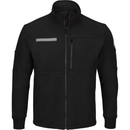 Custom Mens Tall Zip Front Fleece Jacket-Cotton /Spandex Blend Black