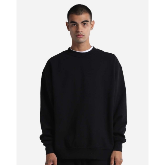 Custom Unisex Max Heavy Garment-Dyed Crewneck Sweatshirt Black