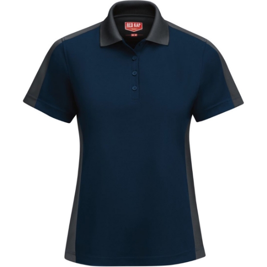 Custom Womens Performance Knit Two-Tone Polo Navy/ Charcoal