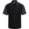 Custom Mens Performance Knit Color-Block Polo Black/ Charcoal
