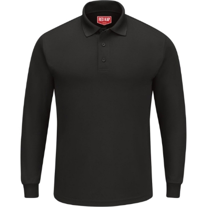 Custom Mens Long Sleeve Performance Knit Polo Black