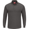 Custom Mens Long Sleeve Performance Knit Polo Charcoal