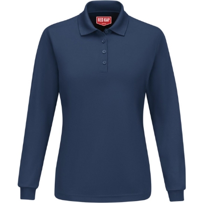 Custom Womens Long Sleeve Performance Knit Polo Navy