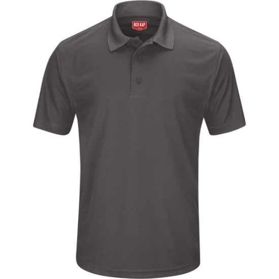 Custom Mens Short Sleeve Performance Knit Pocketless Core Polo Charcoal