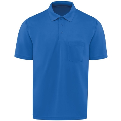 Custom Mens Performance Knit Pocket Polo Royal Blue