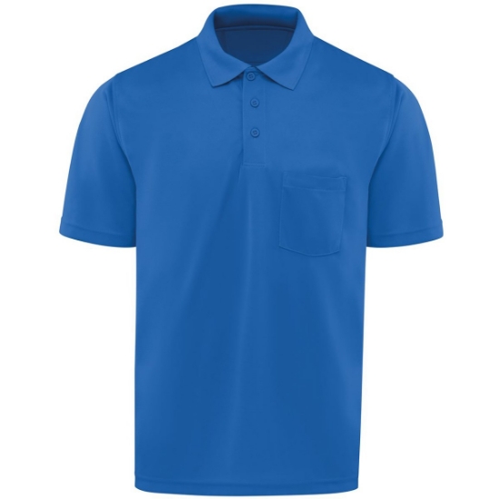 Custom Mens Performance Knit Pocket Polo Royal Blue