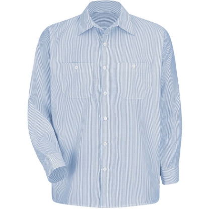 Custom Mens Industrial Stripe Work Shirt WB-Blue/ White