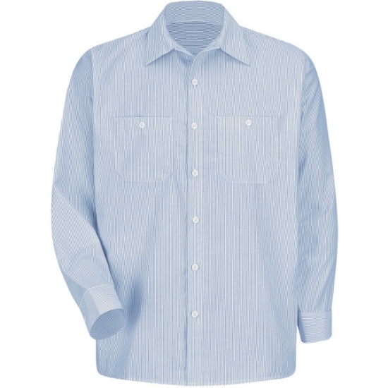 Custom Mens Industrial Stripe Work Shirt WB-Blue/ White