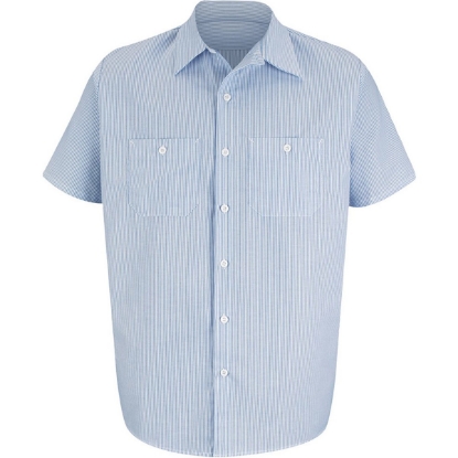Custom Mens Tall Industrial Stripe Work Shirt Blue/ White Stripe
