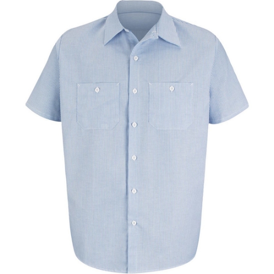 Custom Mens Tall Industrial Stripe Work Shirt Blue/ White Stripe