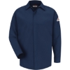 Custom Mens Tall Concealed-Gripper Pocketless Work Shirt Navy