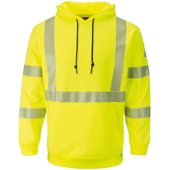 Custom Mens Hi-Visibility Hooded Sweatshirt HV-Fluorescent Yellow/ Green
