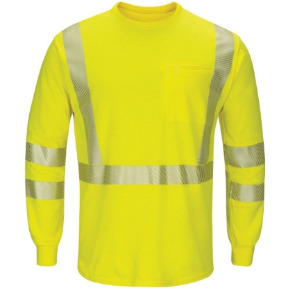 Custom Mens Hi-Visibility Lightweight Long Sleeve T-Shirt Yellow/ Green