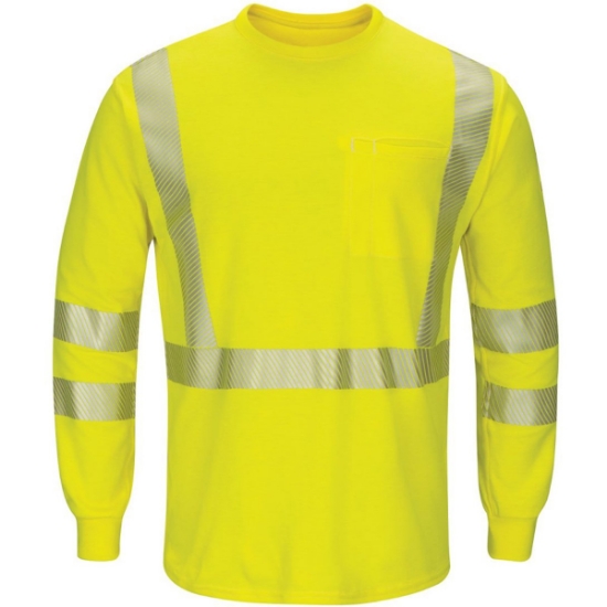 Custom Mens Hi-Visibility Lightweight Long Sleeve T-Shirt Yellow/ Green
