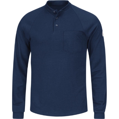 Custom Mens Long Sleeve Henley Shirt- CoolTouch®2 Navy