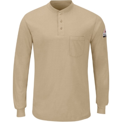 Custom Mens Long Sleeve Henley Khaki