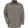 Custom Mens Premium Long Sleeve Work Shirt KB-Khaki/ Black Microcheck