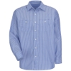 Custom Mens Tall Premium Long Sleeve Work Shirt Blue/ White Stripe