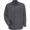 Custom Mens Tall Premium Long Sleeve Work Shirt Charcoal/ Blue/ White Stripe