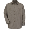 Custom Mens Tall Premium Long Sleeve Work Shirt KB-Khaki/ Black Microcheck