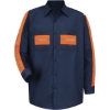 Custom Mens Industrial Enhanced-Visibility Long Sleeve Work Shirt Navy/ Orange Trim
