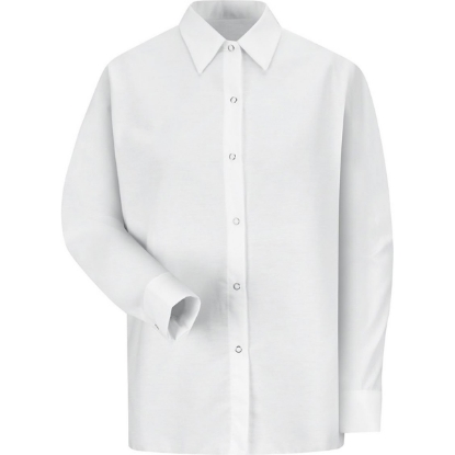 Custom Womens Long Sleeve Specialized Pocketless Poplin Work Shirt White